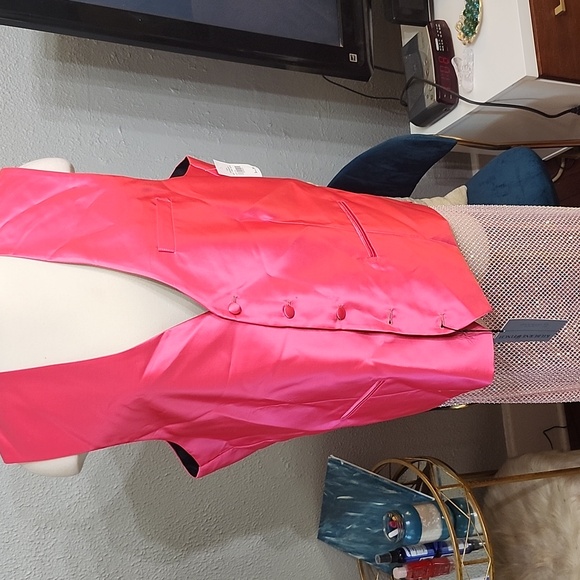 NWT $45 Mens Pink Satin Look Vest By Kilburne & Finch 2X , Great For Women Too! - Picture 7 of 10